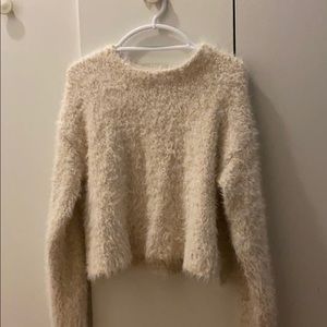 Cropped Forever 21 White fuzzy sweater